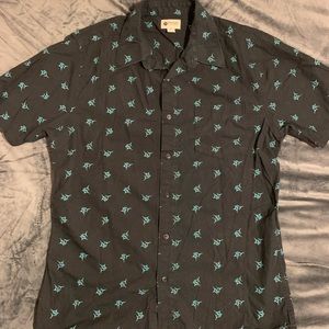 black and teal swordfish men's button down